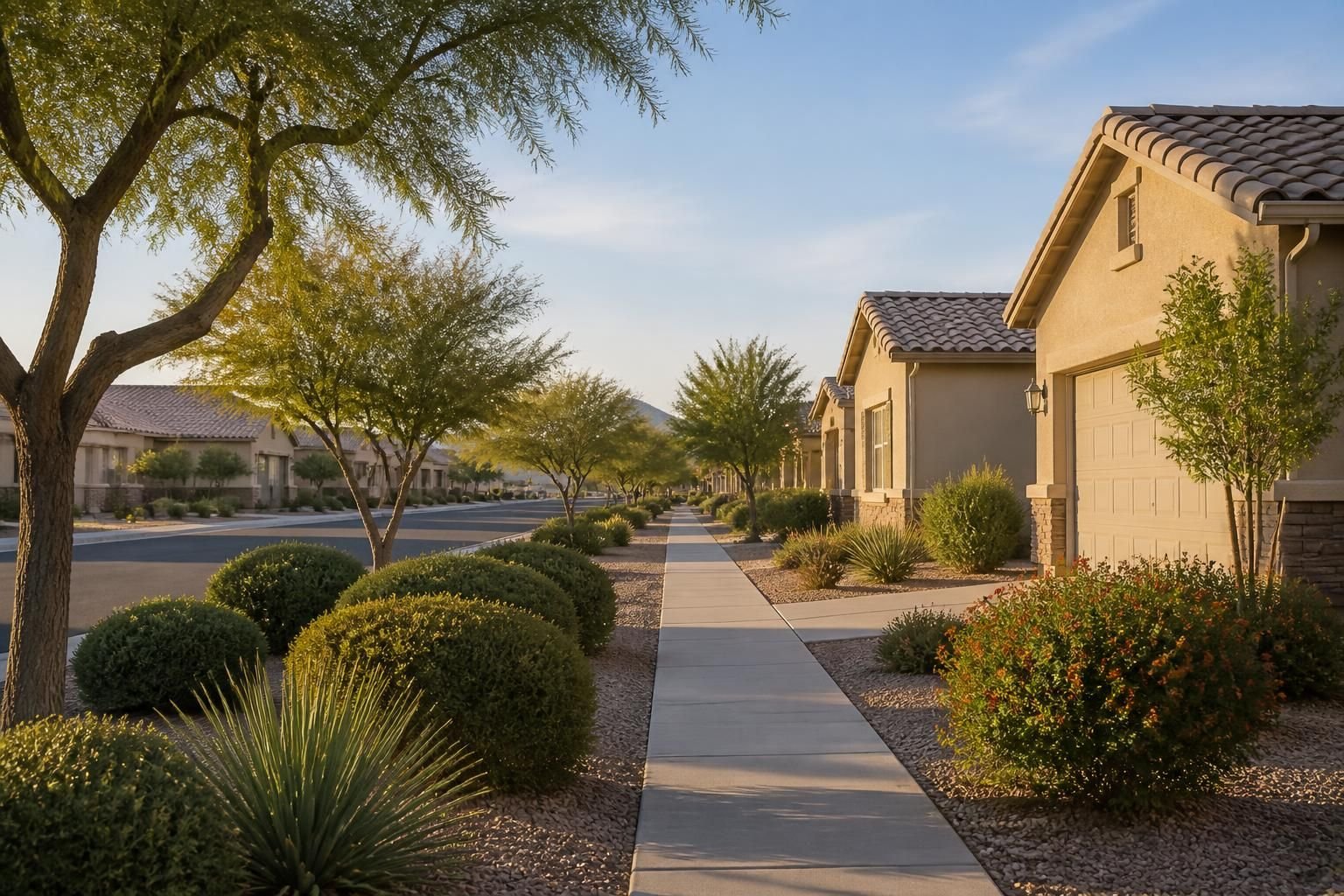 Tidy homes and clear sidewalks in Surprise.
